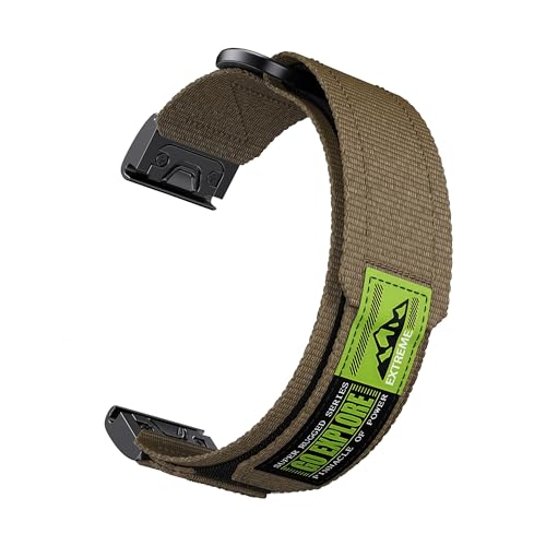 22 mm 26 mm Nylon-Schnellverschlussband for Garmin Fenix 7X 8 7 Pro 6X 6 5X 5Plus Tactix7 Forerunner 965 955 Enduro 3 2 Schleifenband Zubehör(Army green,Quick fit 22mm) von PPzsyxx
