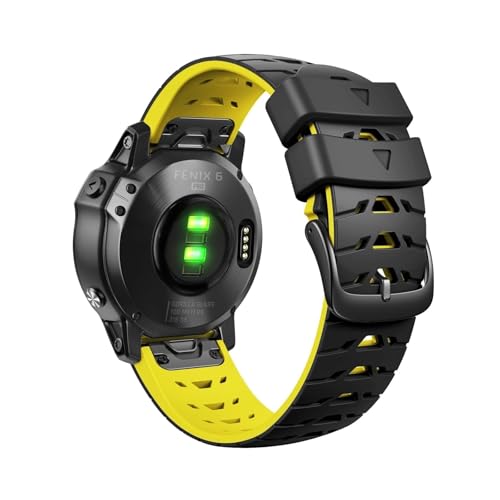 22 mm Silikon-Schnellverschlussarmband for Garmin Fenix8 47 mm Fenix ​​7 Instinct 2 Fenix6 Pro GPS Forerunner 945 MARQ-Serie(Black yellow,For Fenix E 47mm) von PPzsyxx