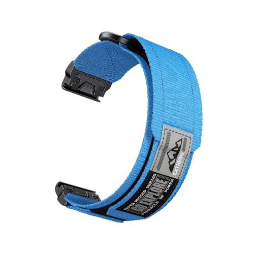 22mm 26mm QuickFit Nylon-Klettband for Garmin Fenix ​​7 7X 6 6X Pro 5X, Fenix8 51mm 47mm Tactix7, Enduro 3 2 Armband Zubehör(Blue,22mm(Fenix 8 47mm)) von PPzsyxx