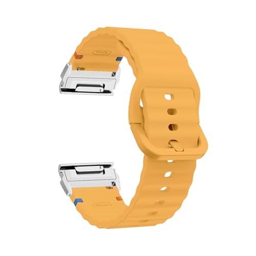 26mm 22mm QuickFit Silikonband for Garmin Fenix ​​8 47mm 51mm E 7 7X 6X Pro 5X Plus Epix Pro Gen 2/Enduro 3 Armband Zubehör(Yellow silver,22mm) von PPzsyxx