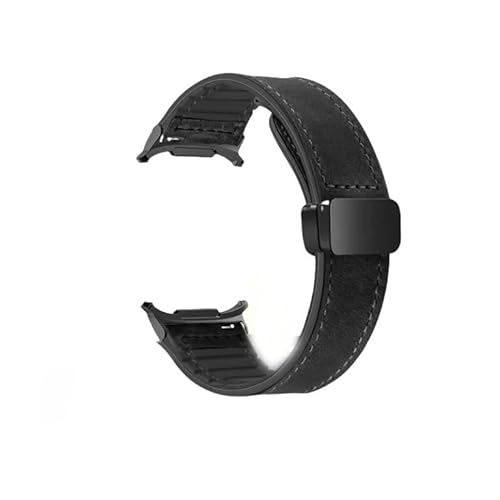 Armband for Samsung Galaxy Watch 7 Ultra 47 mm Armband Herren Silikon Lederarmband Ultra 7 47 mm Quick Fit Correa(Black) von PPzsyxx