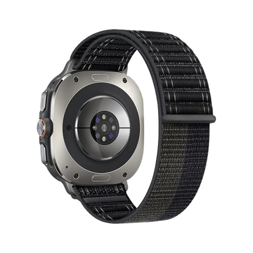 Atmungsaktives Nylonarmband for Samsung Galaxy Watch 7 Ultra 47mm Armband for GALAXY Ultra2 (2025) Sportarmband Zubehör(Black,47mm) von PPzsyxx