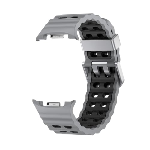 Atmungsaktives Silikon-Sportarmband for Samsung Galaxy Watch 8 40 44MM, ersetztes Armband for Galaxy 8Classic 46MM, Sport Correa Zubehör(Gray black-S,For Watch 8 40mm) von PPzsyxx