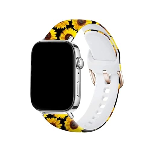 Bedrucktes Silikonarmband for Huawei Watch Fit 3 Ersatzarmband Correa for Huawei Watch Fit4 4pro Zubehör(Black Sunflower,For fit 4) von PPzsyxx