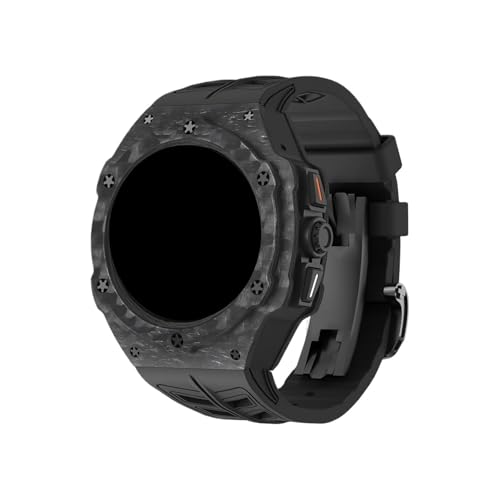 Carbonfaser-Modifikationskit for Samsung Galaxy Watch 7 Ultra 47mm Fluorkautschukarmband for ULTRA No Gaps QuickFit-Armband Zubehör(Black) von PPzsyxx