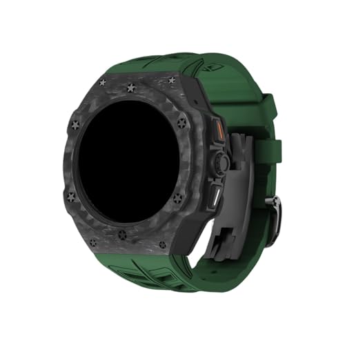 Carbonfaser-Modifikationskit for Samsung Galaxy Watch 7 Ultra 47mm Fluorkautschukarmband for ULTRA No Gaps QuickFit-Armband Zubehör(Green) von PPzsyxx