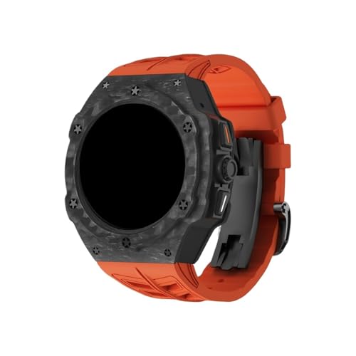 Carbonfaser-Modifikationskit for Samsung Galaxy Watch 7 Ultra 47mm Fluorkautschukarmband for ULTRA No Gaps QuickFit-Armband Zubehör(Orange) von PPzsyxx
