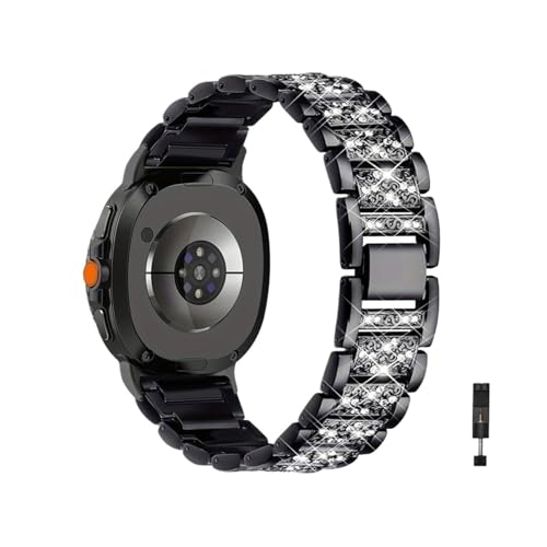 Damenmode-Armband for Samsung Galaxy Watch 8 Classic 46mm Ultra 47mm Metallband for Galaxy Watch8 40 44mm Armband Zubehör(Black-B Connector,For Watch 8 44mm) von PPzsyxx