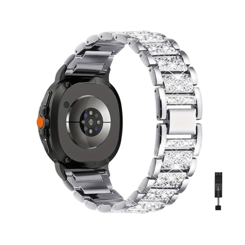 Damenmode-Armband for Samsung Galaxy Watch 8 Classic 46mm Ultra 47mm Metallband for Galaxy Watch8 40 44mm Armband Zubehör(Silver-S Connector,For Watch 8 40mm) von PPzsyxx