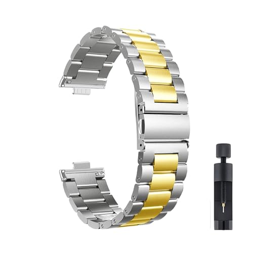 Edelstahlarmband for Huawei Watch Fit 3 4 4Pro Armband Correa Männer Frauen Metallarmband Zubehör(Silver Gold,For Hua wei Fit 4) von PPzsyxx