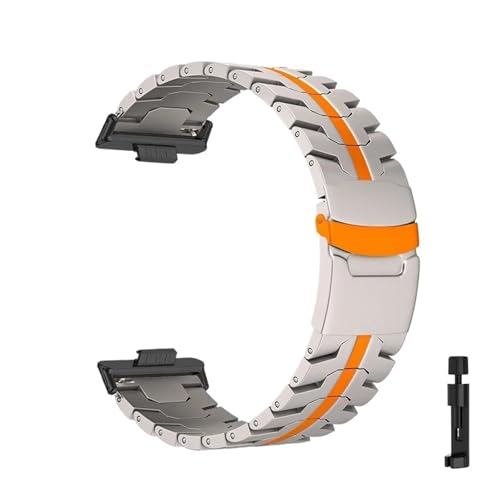 Edelstahlarmband for Huawei Watch Fit 3 4 Correa Armband for Huawei Watch Fit4 Pro Zubehör Metallarmband Zubehör(TiOrange-B,For Fit 4 Pro) von PPzsyxx