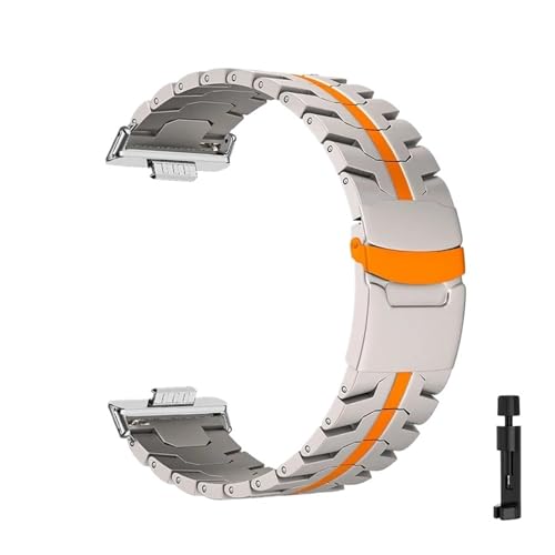 Edelstahlarmband for Huawei Watch Fit 3 4 Correa Armband for Huawei Watch Fit4 Pro Zubehör Metallarmband Zubehör(TiOrange-S,For Fit 4 Pro) von PPzsyxx