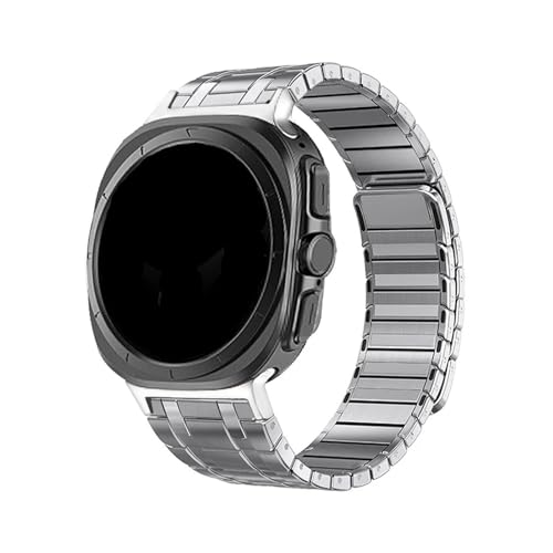 Edelstahlarmband for Samsung Galaxy Watch 7 Ultra 47 mm, Loop-Armband ohne Lücken, Armband for ULTRA 47MM, Band mit gebogenem Ende(Silver) von PPzsyxx