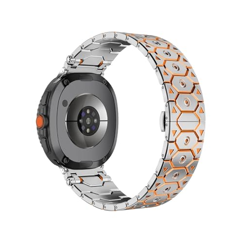 Edelstahlarmband for Samsung Galaxy Watch 8Classic 46mm 8 40mm 44mm Armbänder for Watch Ultra 47mm Band Zubehör(Silver orange,For Galaxy 8 40 44mm) von PPzsyxx