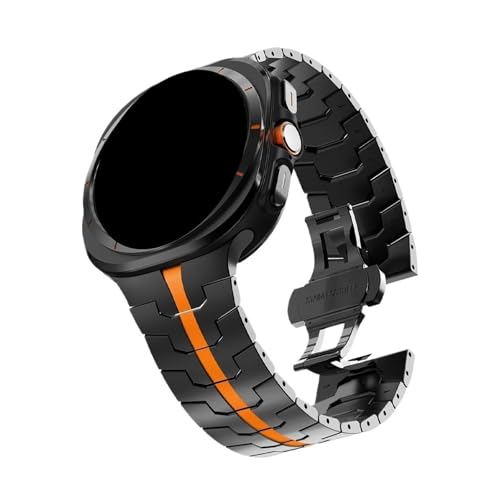 Edelstahlarmband for Samsung Galaxy Watch7 Ultra 47 mm Metallarmband for Samsung Watch FE 7 6 5 4 Ersetztes Band Zubehör(Black orange,For Galaxy 6 44mm 40mm) von PPzsyxx