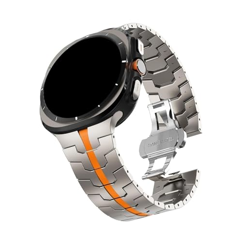 Edelstahlarmband for Samsung Galaxy Watch7 Ultra 47 mm Metallarmband for Samsung Watch FE 7 6 5 4 Ersetztes Band Zubehör(Titanium orange,For Galaxy 6 44mm 40mm) von PPzsyxx