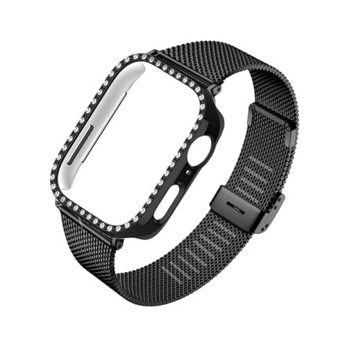 Edelstahlarmbandgehäuse for Huawei Watch Fit 3/4 Woman, glänzendes Metallarmband for Fit 4 Pro, Ersatzarmband Zubehör(Black,For watch fit3) von PPzsyxx