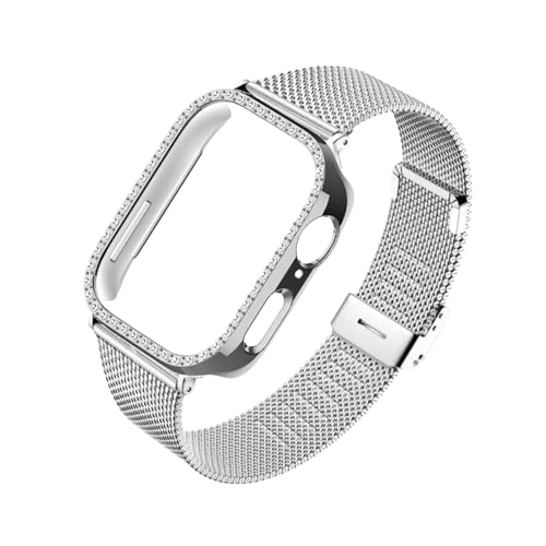 Edelstahlarmbandgehäuse for Huawei Watch Fit 3/4 Woman, glänzendes Metallarmband for Fit 4 Pro, Ersatzarmband Zubehör(Silver,For Fit 4 Pro) von PPzsyxx