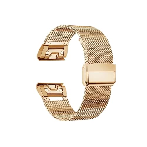 Edelstahlband passend for Garmin Uhr fenix 6 6x 7 7x pro 5 5x plus 5s 6s 20/22/26mm Metallarmband-Armband Zubehör(Rose gold,20mm) von PPzsyxx