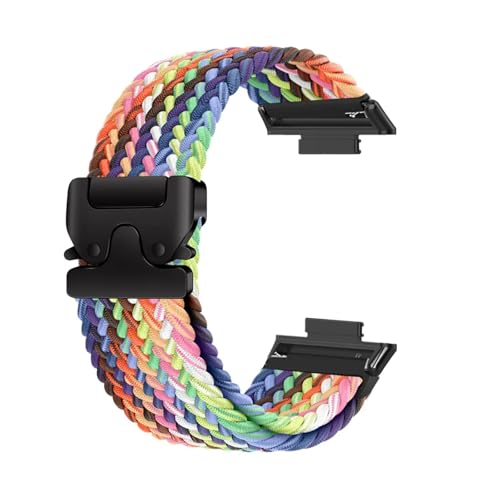 Elastisches geflochtenes Solo Loop-Armband aus Nylon for Huawei Watch Fit 4 Pro/4/3, Herren und Damen, Ersatzarmband Zubehör(NewRainbowB,For Fit 3) von PPzsyxx