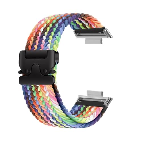 Elastisches geflochtenes Solo Loop-Armband aus Nylon for Huawei Watch Fit 4 Pro/4/3, Herren und Damen, Ersatzarmband Zubehör(NewRainbowS,For Fit 3) von PPzsyxx