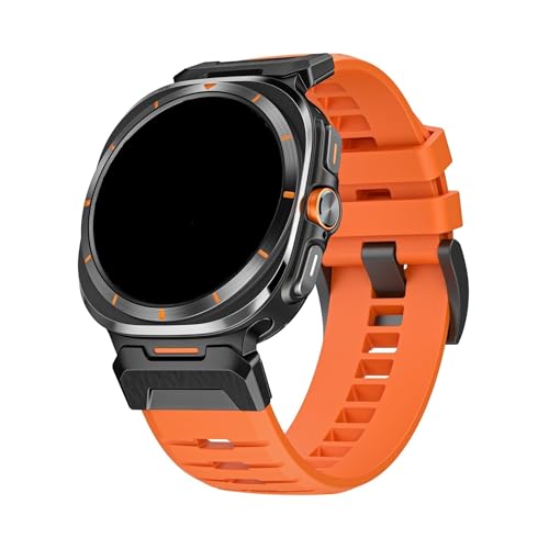 Fluorkautschukarmband for Samsung Galaxy Watch7 Ultra 47 mm, Sportarmband for GALAXY ULTRA, kein Zwischenraum, Schnellmontagearmband Zubehör(Black Orange) von PPzsyxx