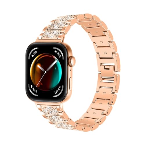 For Huawei Watch Fit 3 Edelstahlband for Huawei Watch Fit 4/4 Pro Damen Herren Metall Bling Armband Zubehör Zubehör(Rose gold,For fit 4) von PPzsyxx