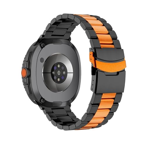 For Samsung Watch 8 44 40mm Classic 46mm Keine Lücken Titanarmband Correa for Galaxy Ultra 47mm Ersetztes Band Zubehör(Black orange,For Galaxy 8 40 44mm) von PPzsyxx