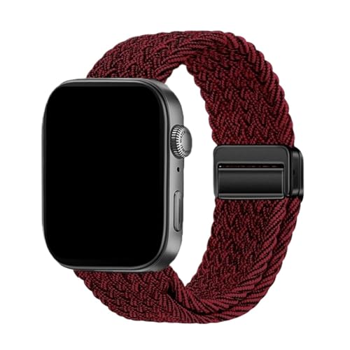 Geflochtenes Nylonarmband for Huawei Watch Fit 3/4/4pro, verstellbares, bequemes Band for Fit 4 pro, Armbandgürtel Zubehör(Graphite red,For fit 4 pro) von PPzsyxx