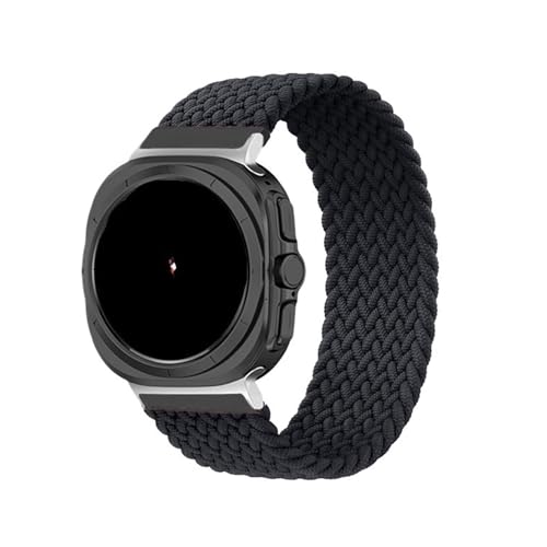 Geflochtenes Solo-Loop-Armband for Samsung Galaxy Watch 7 Ultra 47 mm, Nylon-Federarmband Correa for Galaxy Watch 7 Ultra Band(Black,FOR GALAXY WATCH 7 ULTRA_XS) von PPzsyxx
