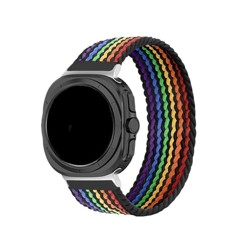 Geflochtenes Solo-Loop-Armband for Samsung Galaxy Watch 7 Ultra 47 mm, Nylon-Federarmband Correa for Galaxy Watch 7 Ultra Band(Pride Edition Black,FOR GALAXY WATCH 7 ULTRA_L) von PPzsyxx