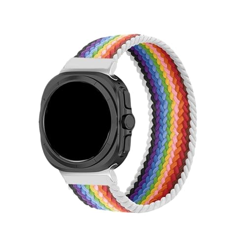 Geflochtenes Solo-Loop-Armband for Samsung Galaxy Watch 7 Ultra 47 mm, Nylon-Federarmband Correa for Galaxy Watch 7 Ultra Band(Pride Edition white,FOR GALAXY WATCH 7 ULTRA_L) von PPzsyxx
