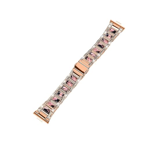 Glänzendes Harzband for Huawei Watch Fit3, Edelstahlarmband for Huawei Watch Fit 4/4 Pro, austauschbares Metallarmband Zubehör(Rose Gold 6,For Fit 3) von PPzsyxx
