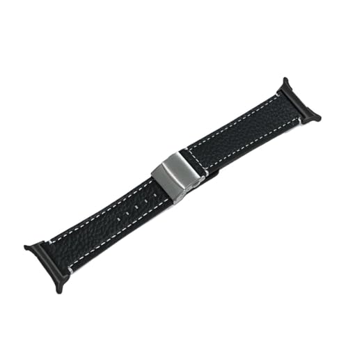 KEINE Lücken Echtlederarmband for Samsung Galaxy Watch 7 Ultra 47mm Herren Gebogenes Endband for Galaxy Watch 7 47MM Armband(Black black) von PPzsyxx