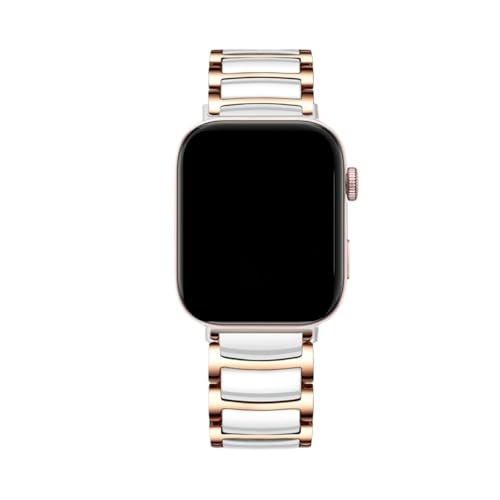 Keramik-Uhrenarmbänder for Huawei Watch Fit3 Fit4 Edelstahl-Schnallenarmband for HUAWEI FIT 4Pro Ersatzband Zubehör(Rose Gold white,For FIT4 Pro) von PPzsyxx