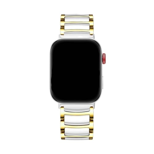 Keramikarmband for Huawei Watch Fit 3 4 Band Austauschbares Armband for Huawei Watch Fit 4 Pro Edelstahlarmband Zubehör(Gold white,For Fit 3) von PPzsyxx