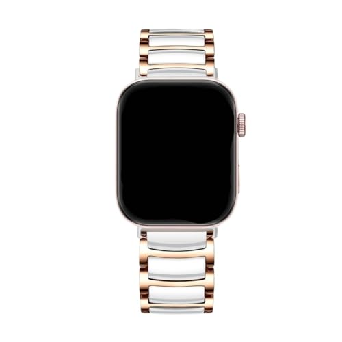 Keramikarmband for Huawei Watch Fit 3 4 Band Austauschbares Armband for Huawei Watch Fit 4 Pro Edelstahlarmband Zubehör(Rose gold white,For Fit 3) von PPzsyxx
