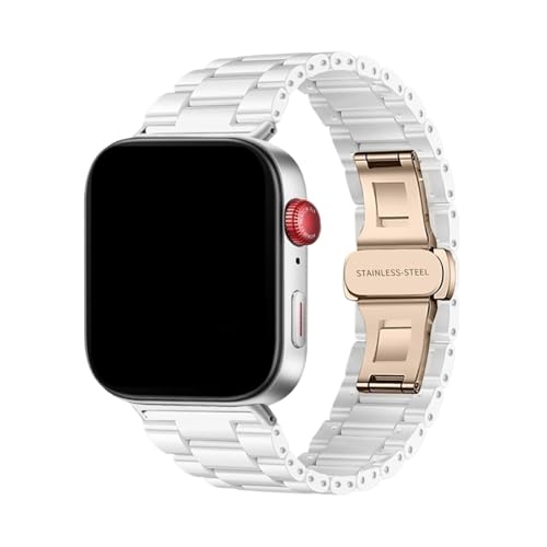 Keramikarmband for Huawei Watch Fit4Pro Fit4 Fit3, verstellbares Armband for HUA WEI Fit 4 4Pro, Männer und Frauen, Ersatzarmband Zubehör(White RG buckle,For FIT 3 rg con) von PPzsyxx