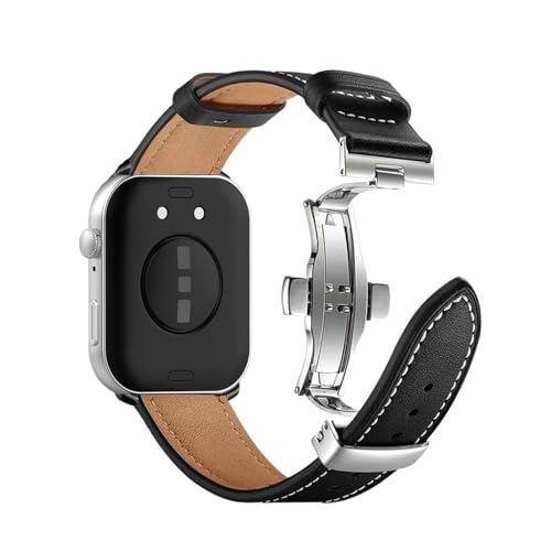 Lederarmband for Huawei Watch Fit 4/3, bequemes, atmungsaktives Armband for Huawei Watch Fit 4 Pro, austauschbares Armband Zubehör(Black 1,For Fit 3) von PPzsyxx