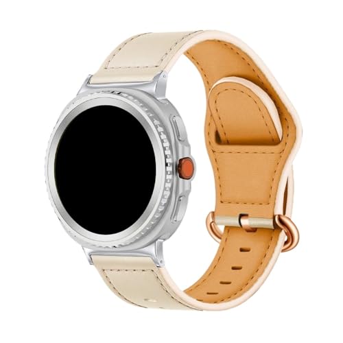 Lederarmband mit runder Schnalle for Samsung Galaxy Watch 8 40 44mm, Sportarmband for Watch8 Classic 46mm, ersetztes Armband Zubehör(Off white,For Watch 8 40MM) von PPzsyxx