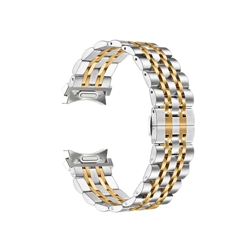 Lückenloses Edelstahlarmband for Samsung Galaxy Watch 4 5 6 7 44 40 mm 5Pro 45 mm Watch4 6 Classic 43 47 42 46 mm Ersatzband(Silver+gold,For Watch 5 Pro 45mm) von PPzsyxx
