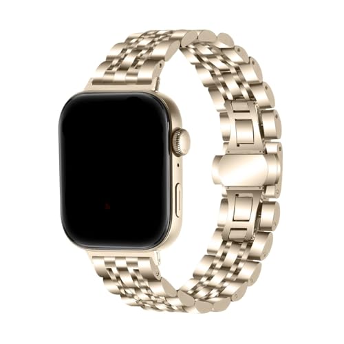 Männer Frauen Edelstahlarmband for Huawei Watch Fit 3 4 4Pro Metallarmband Armband for FIT 4/Pro Ersatzband Zubehör(Champagne gold,For Fit 3) von PPzsyxx