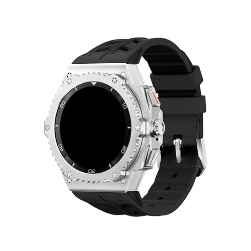 Modifikationskit for Metalllegierungsgehäuse, for Samsung Galaxy Watch 8 40 mm 8Classic 46 mm, Ersatz-Silikonarmband-Kit Zubehör(Silver-black,For 8Classic 46mm) von PPzsyxx