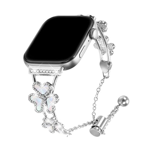 Modisches, glänzendes Kettenarmband for Huawei Watch Fit 3, Metallband for Huawei Watch Fit 4/4 Pro, Damen-Ersatzarmband Zubehör(Silver,For fit 4) von PPzsyxx