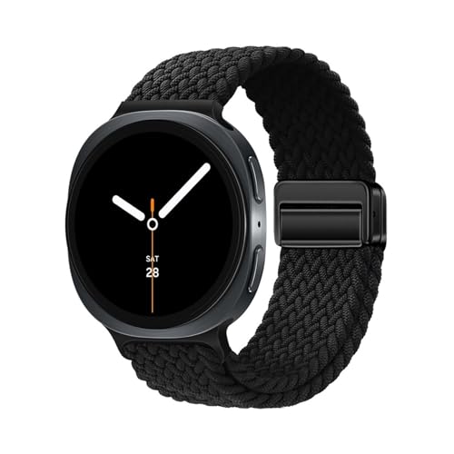 Nylonarmband for Samsung Galaxy Watch 8 40mm 44mm, Spezialband for 8Classic 46mm, atmungsaktives, elastisches Sportarmband Zubehör(02 Black,For 8Classic 46mm) von PPzsyxx