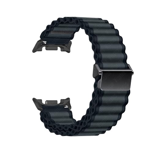 Nylonarmband mit Edelstahlanschluss for Samsung Galaxy Watch 8 40mm 44mm 8classic 46mm Band Sportarmband Zubehör(Black-B,For Galaxy 8 40mm) von PPzsyxx
