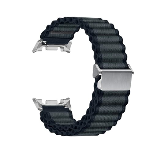 Nylonarmband mit Edelstahlanschluss for Samsung Galaxy Watch 8 40mm 44mm 8classic 46mm Band Sportarmband Zubehör(Black-S,For Galaxy 8 40mm) von PPzsyxx
