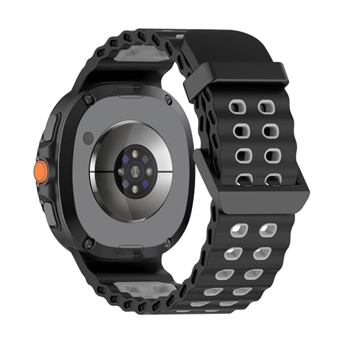 Ocean Zweireihiges Silikonarmband for Samsung Galaxy Watch 8 40mm 44mm Sportarmband for Watch8 Classic 46mm Armband Zubehör(Black gray,For Watch 8 40mm) von PPzsyxx