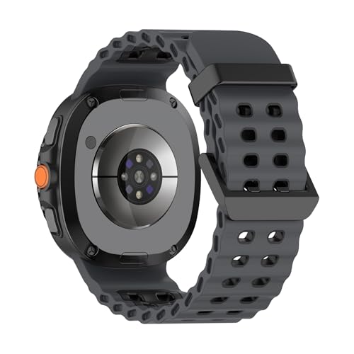 Ocean Zweireihiges Silikonarmband for Samsung Galaxy Watch 8 40mm 44mm Sportarmband for Watch8 Classic 46mm Armband Zubehör(Coal Black,For Watch 8 40mm) von PPzsyxx