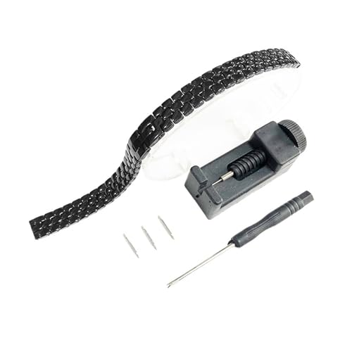 PPzsyxx Damenuhrarmbänder mit schlanken Armen 6mm 8mm 10mm 12mm 14mm Universal Ersatz for Metalluhrkette Zubehör(Black,10mm) von PPzsyxx
